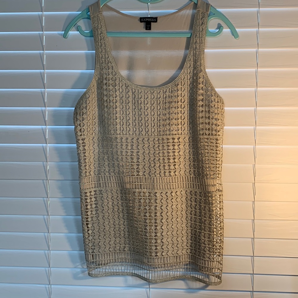 NWOT Express Tan/Gold Lace Women’s Top Size Small